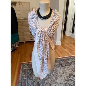 Chic Pink Leopard Print Scarf Accent Gold Trim‎ Large Square Fashion Accessory